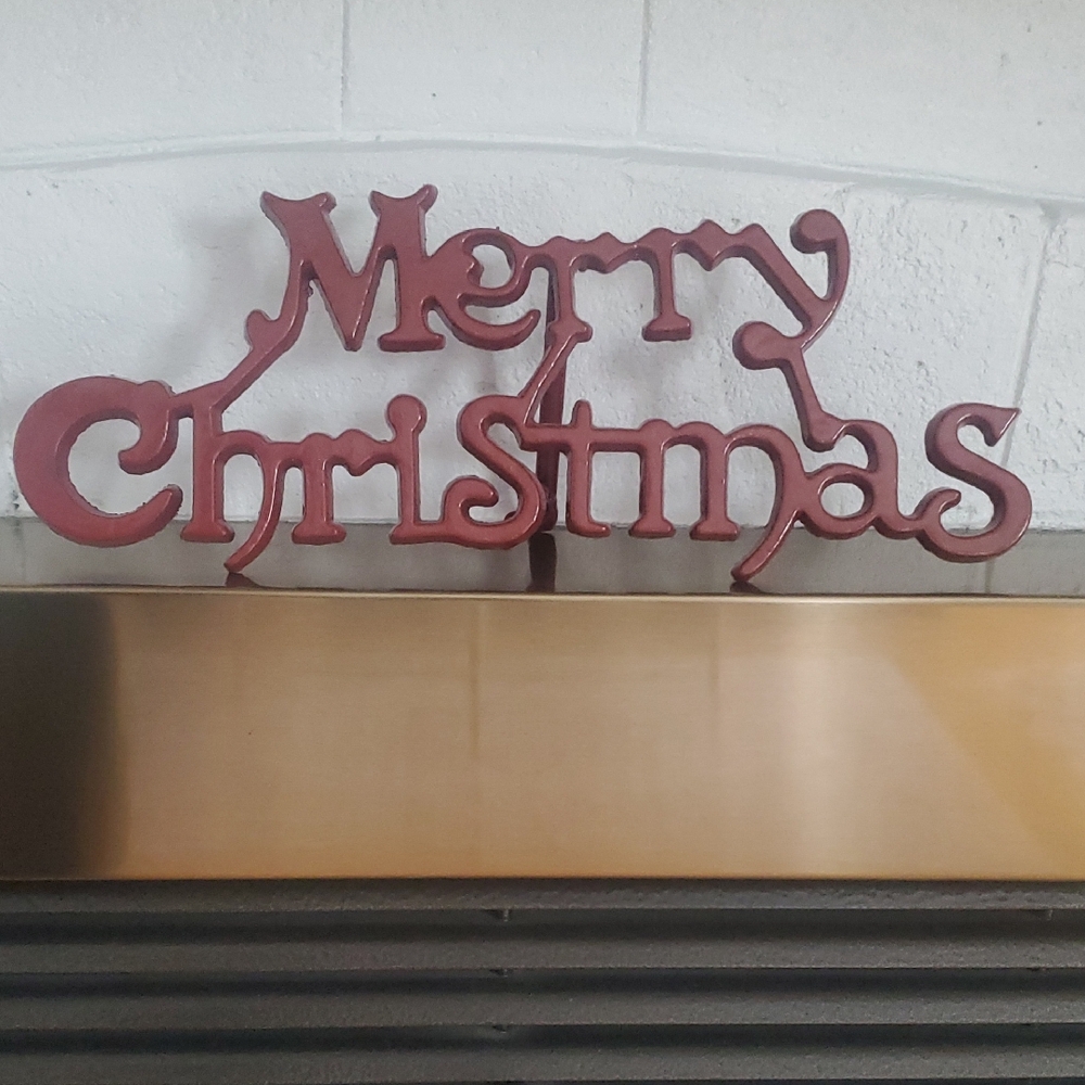 RARE Vintage Merry Christmas heavy cast Iron Sign Letter Decoration